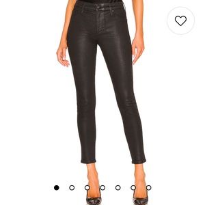 AG Adriano Goldschmied Farrah High Waist Ankle Jeans in Luminous Super Black.